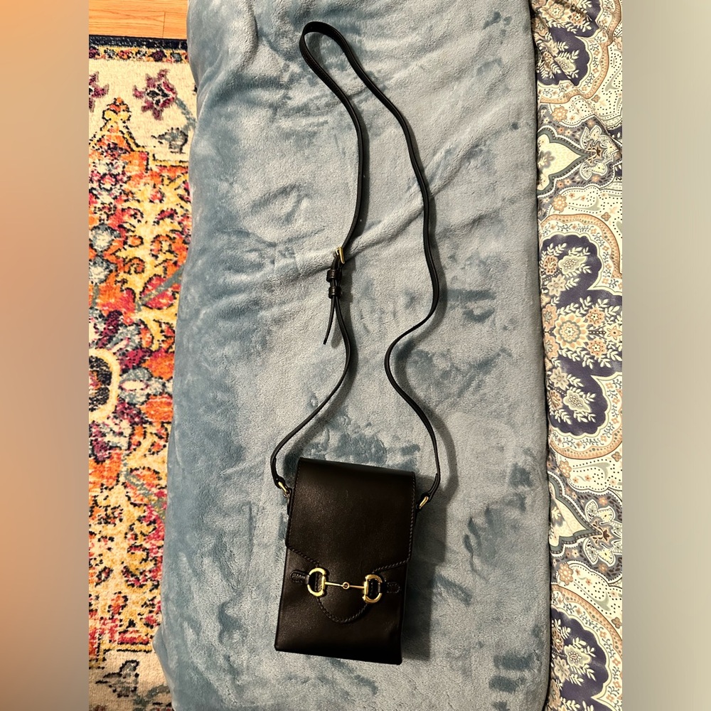 100% Authentic Gucci Boarded Plutone Calfskin Mini Horsebit 1955 Crossbody Bag - Picture 6 of 11